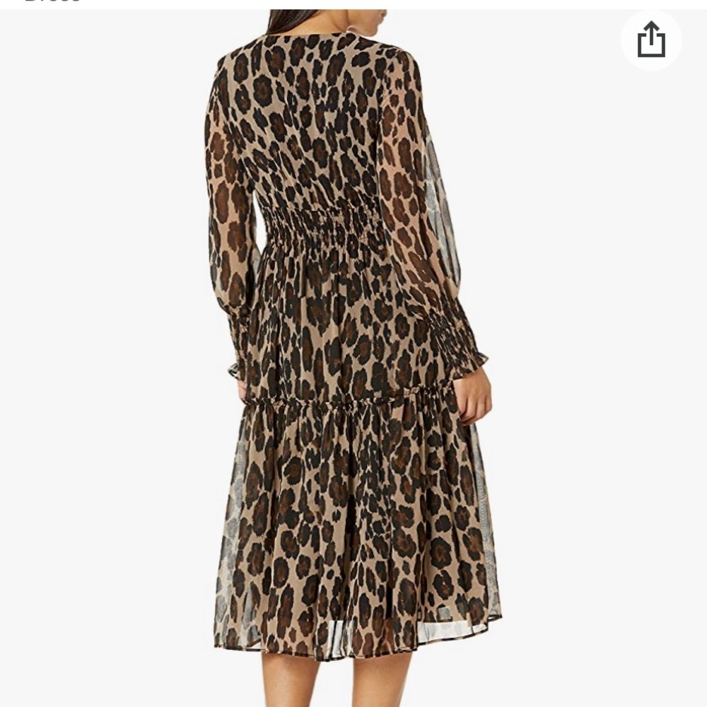 Taylor Dresses Women's LongSleeve Animal Printed Smocked Midi Dress. 14W - Picture 2 of 11